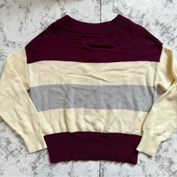 Lucky Sweater Color Block Sweater Maroon Ivory and Grey Women’s Size Small - Picture 1 of 13